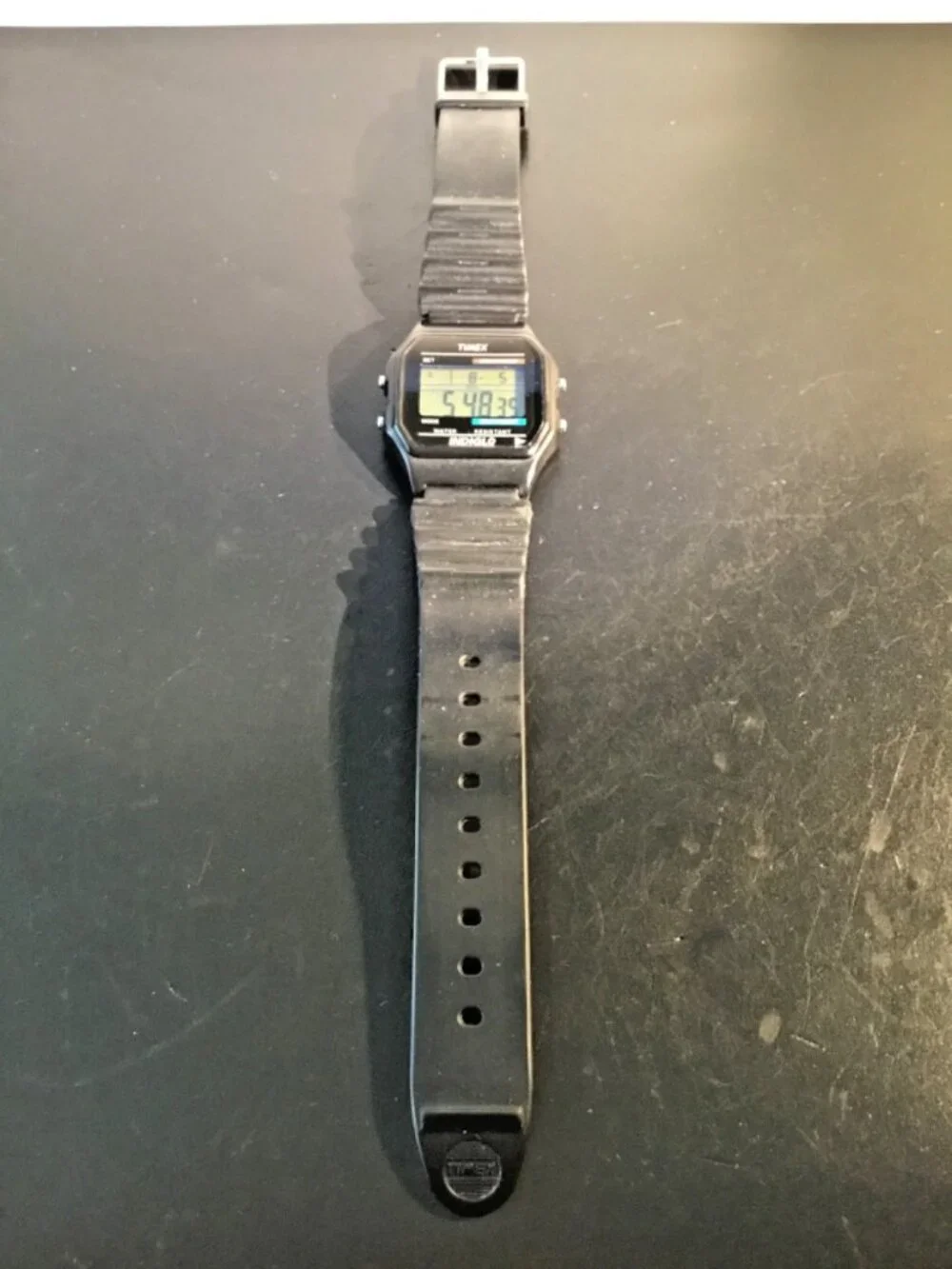 Timex T80 Digital Watch – Black Resin Band – INDIGLO – WR 30M – Tested & Working